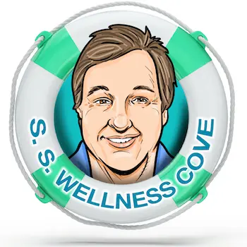 A cartoon of a man with the words " s. S. Wellness cove ".